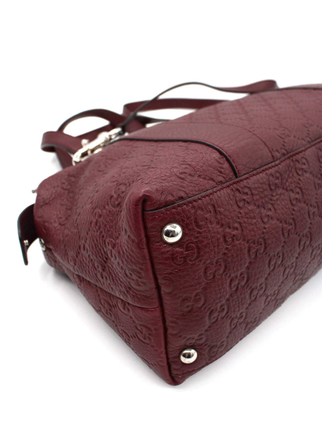 Borsa Gucci con Dettaglio Bamboo in Pelle Guccissima Vinaccia thumb