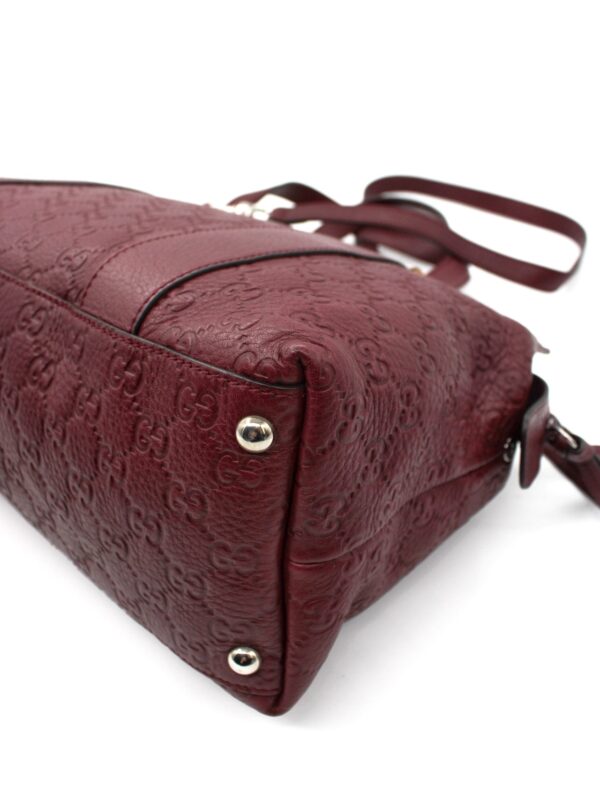 Borsa Gucci con Dettaglio Bamboo in Pelle Guccissima Vinaccia