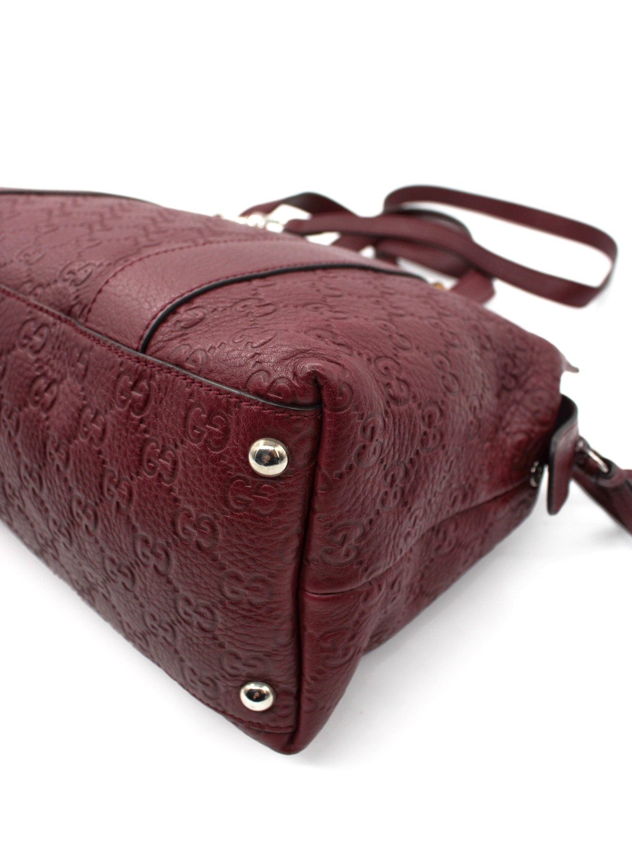Borsa Gucci con Dettaglio Bamboo in Pelle Guccissima Vinaccia thumb
