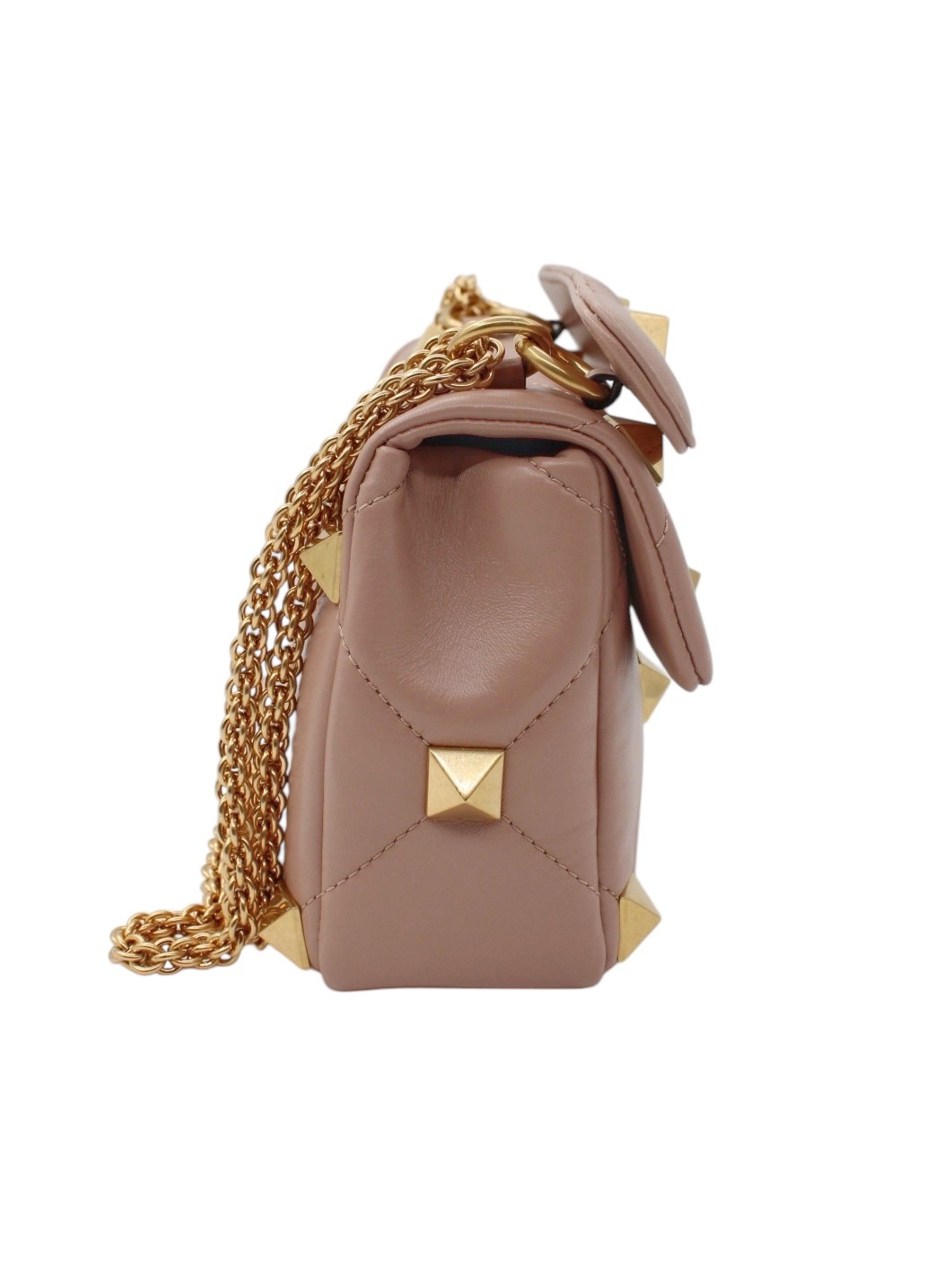Borsa Valentino Roman Stud in Pelle Rosa Cipria thumb