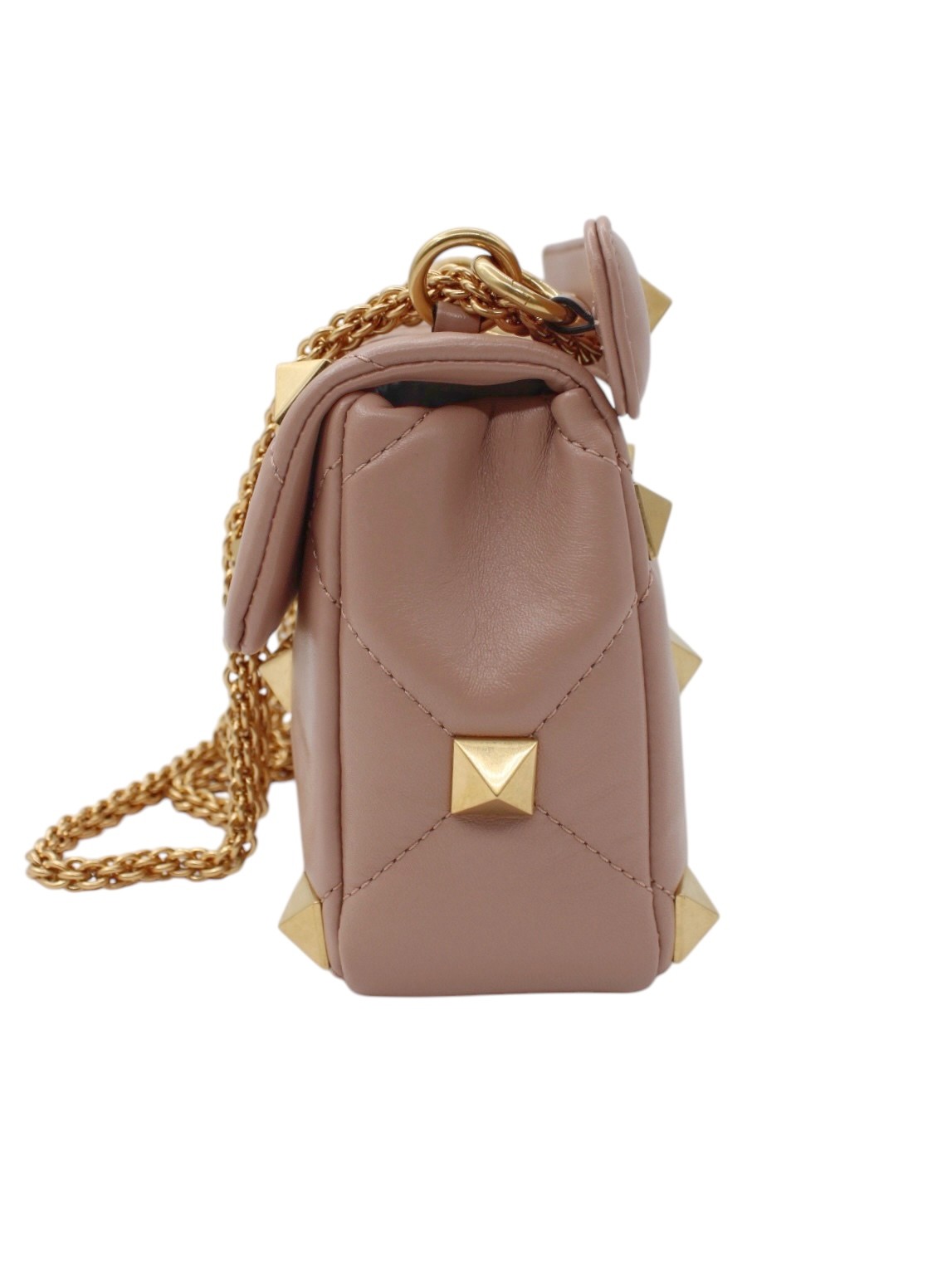 Borsa Valentino Roman Stud in Pelle Rosa Cipria thumb