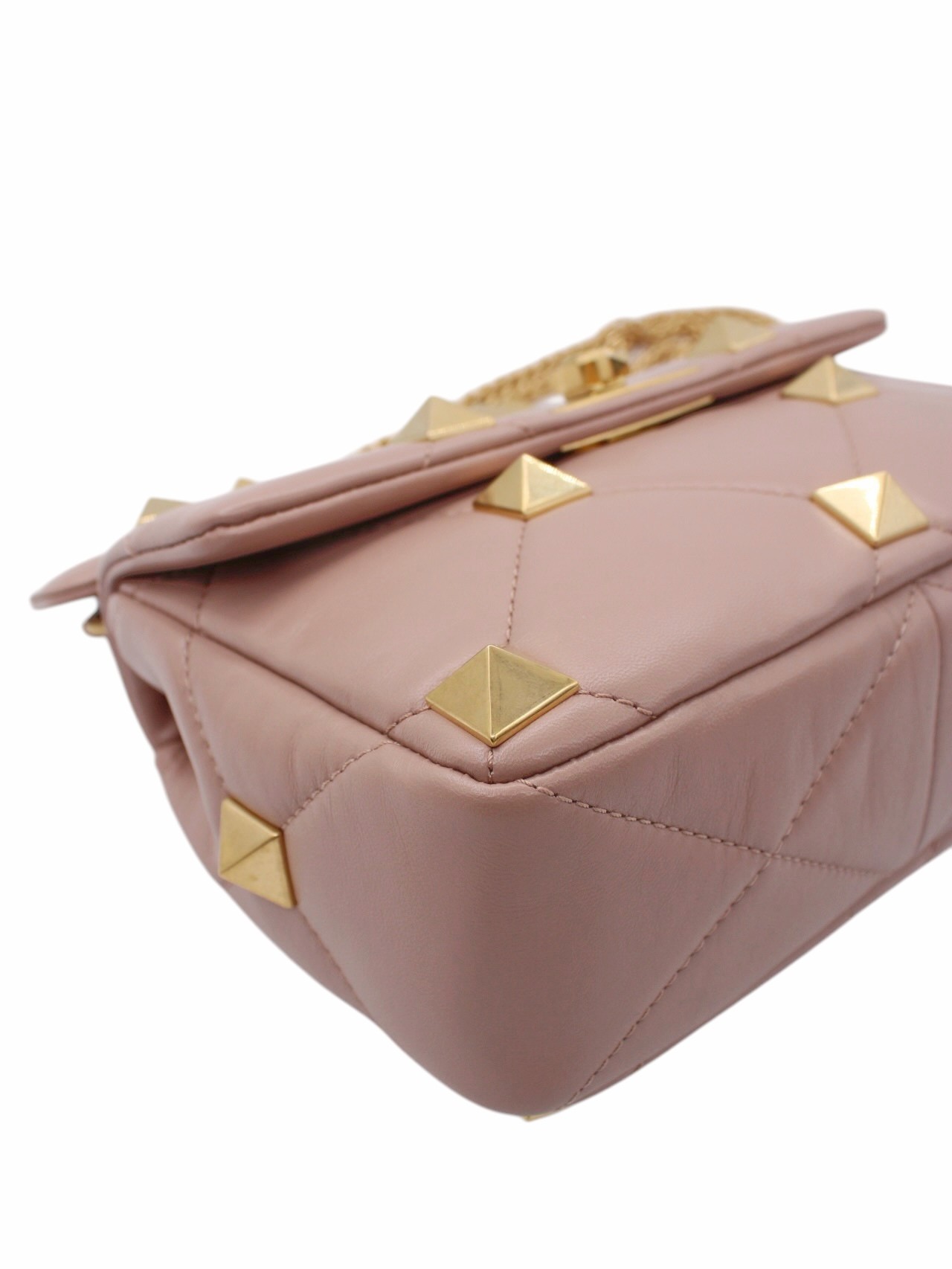 Borsa Valentino Roman Stud in Pelle Rosa Cipria thumb