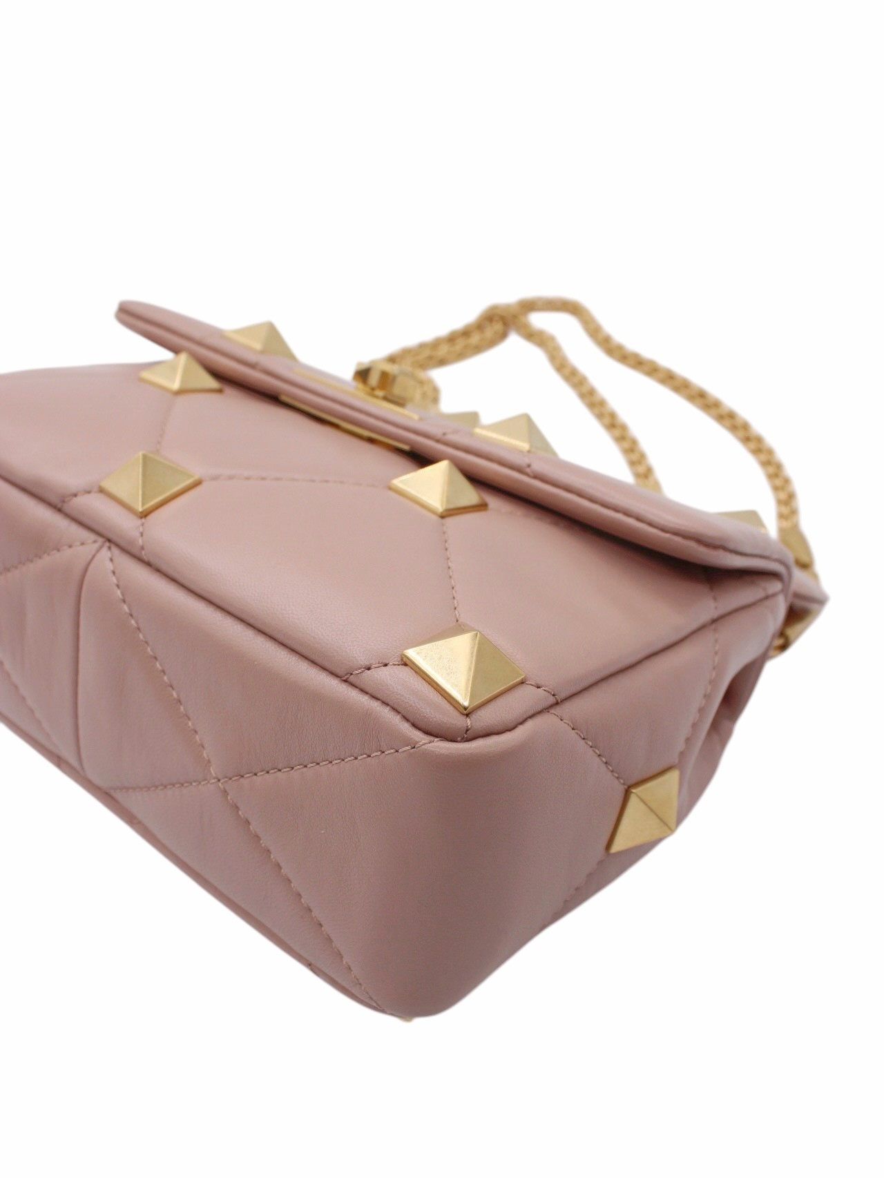 Borsa Valentino Roman Stud in Pelle Rosa Cipria thumb