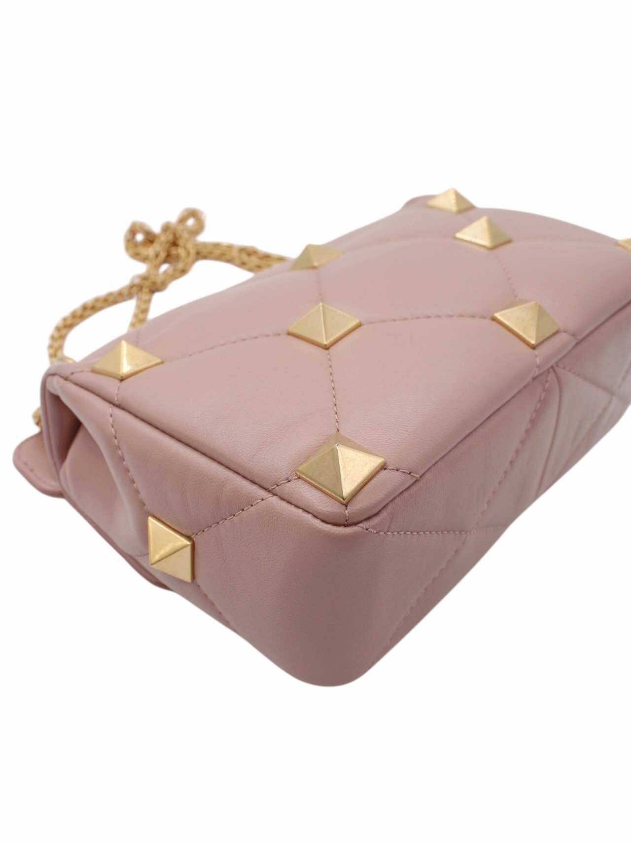 Borsa Valentino Roman Stud in Pelle Rosa Cipria thumb