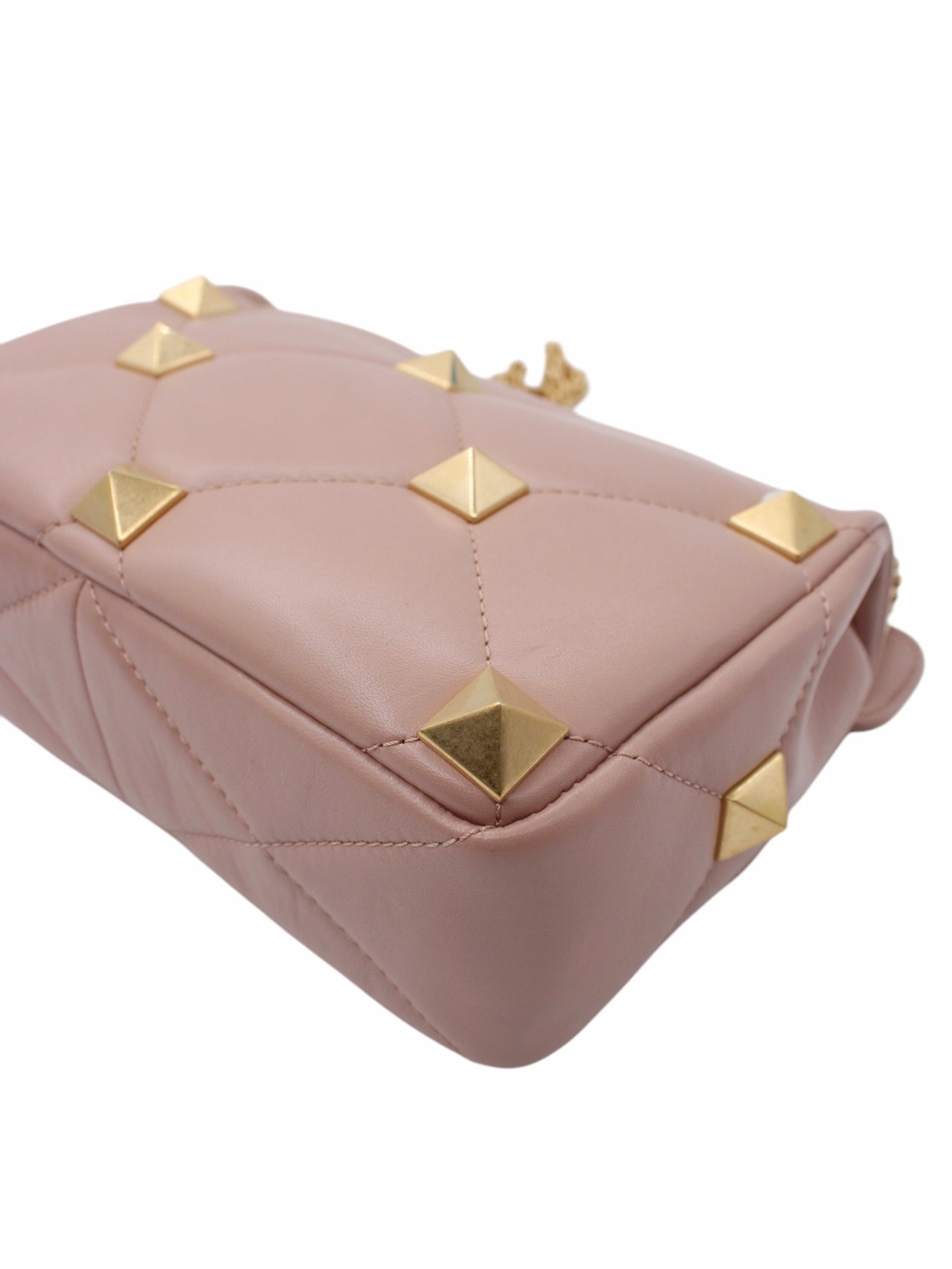 Borsa Valentino Roman Stud in Pelle Rosa Cipria thumb