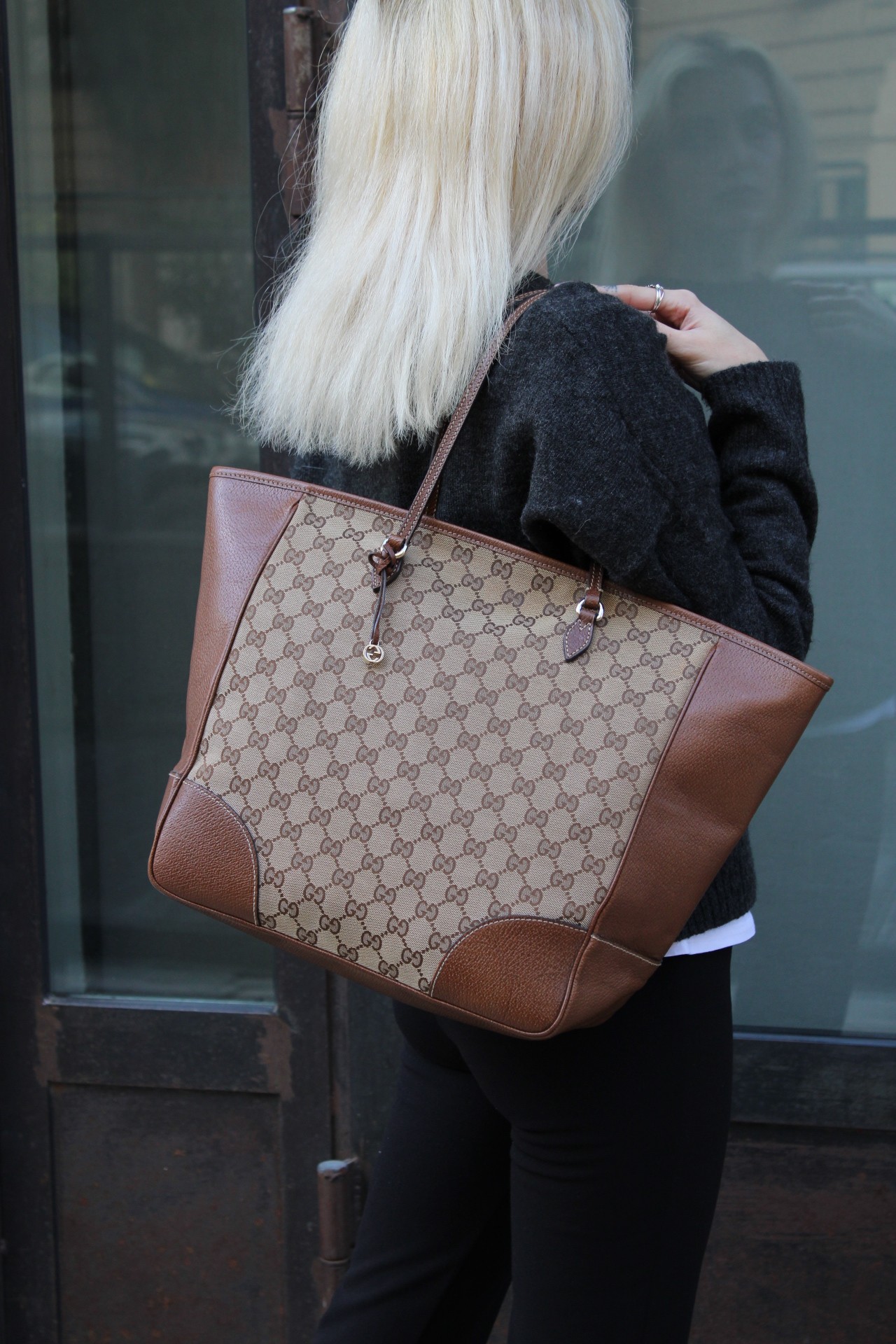 Shopper Gucci in tessuto GG e pelle thumb