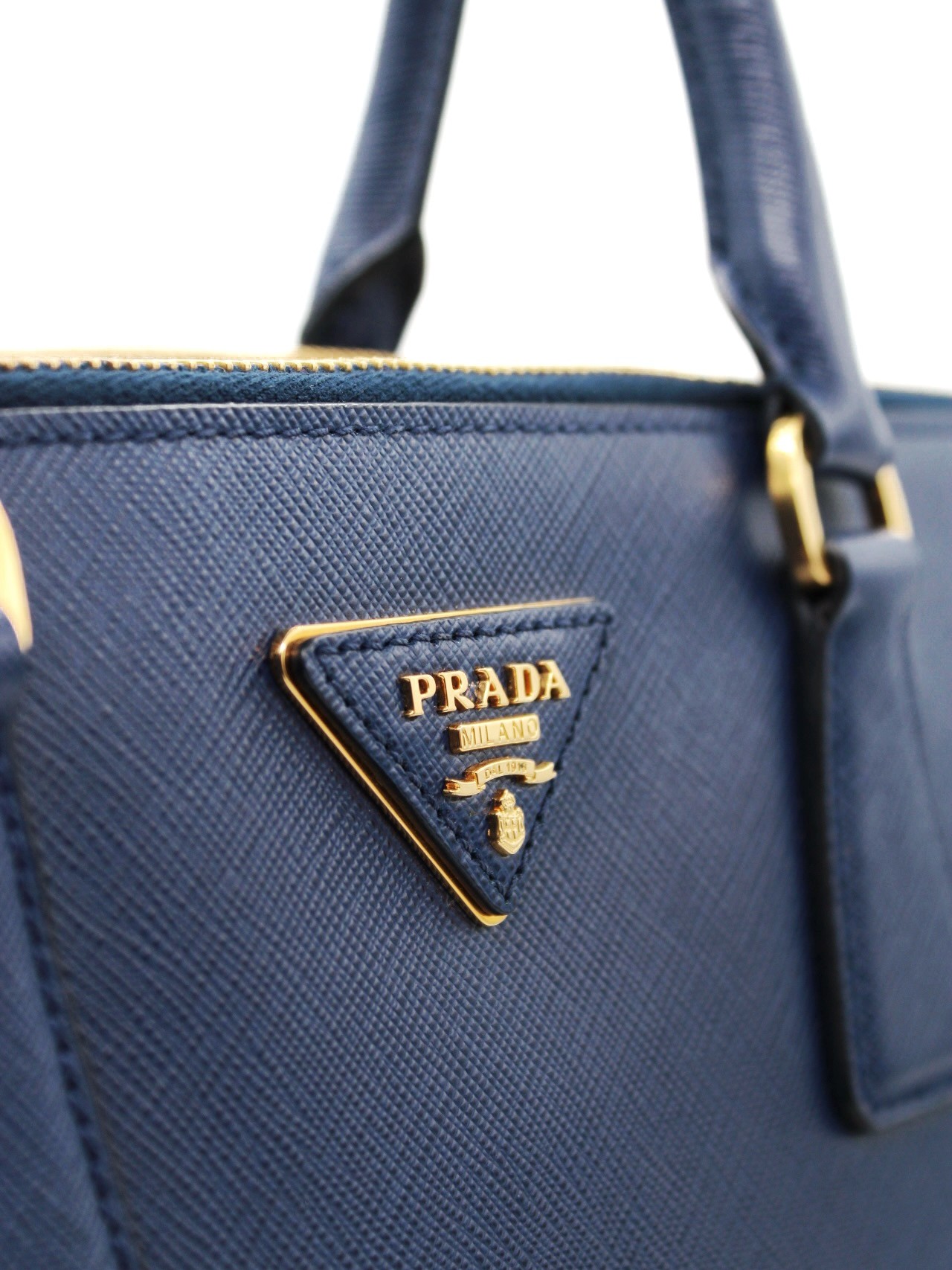 Borsa Prada Galleria in Pelle Saffiano Blu thumb