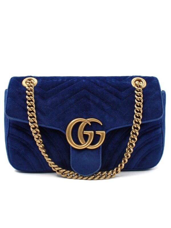 Borsa Gucci Marmont 26 Velvet Blu
