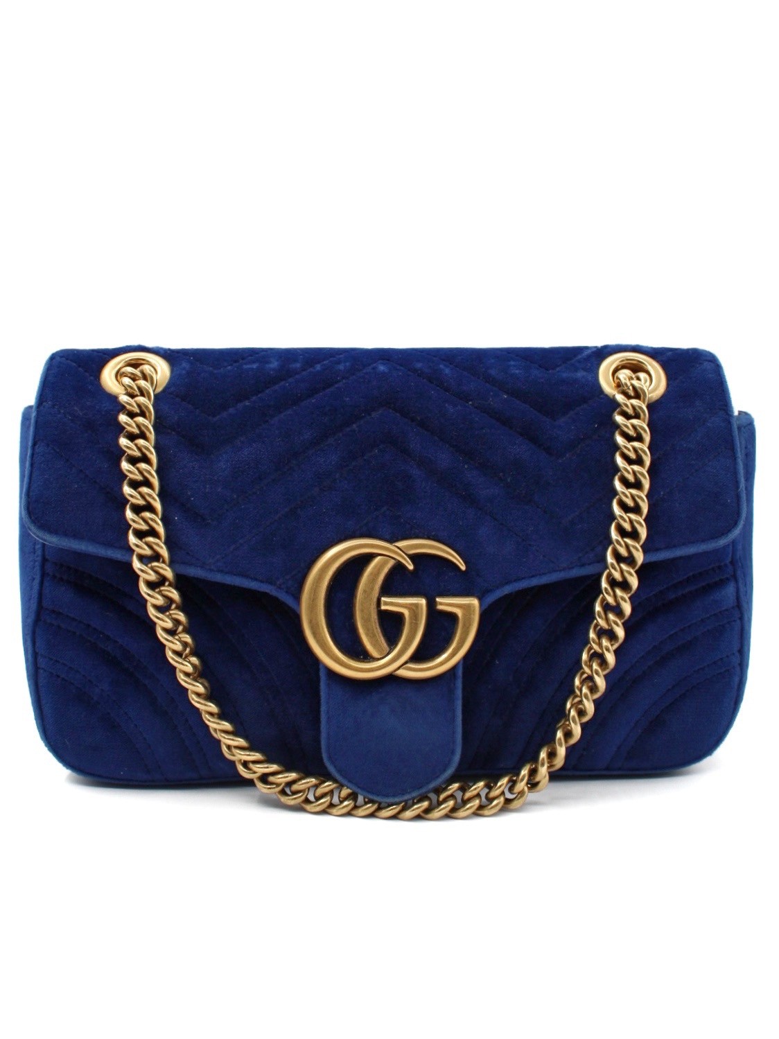 Borsa Gucci Marmont 26 Velvet Blu thumb