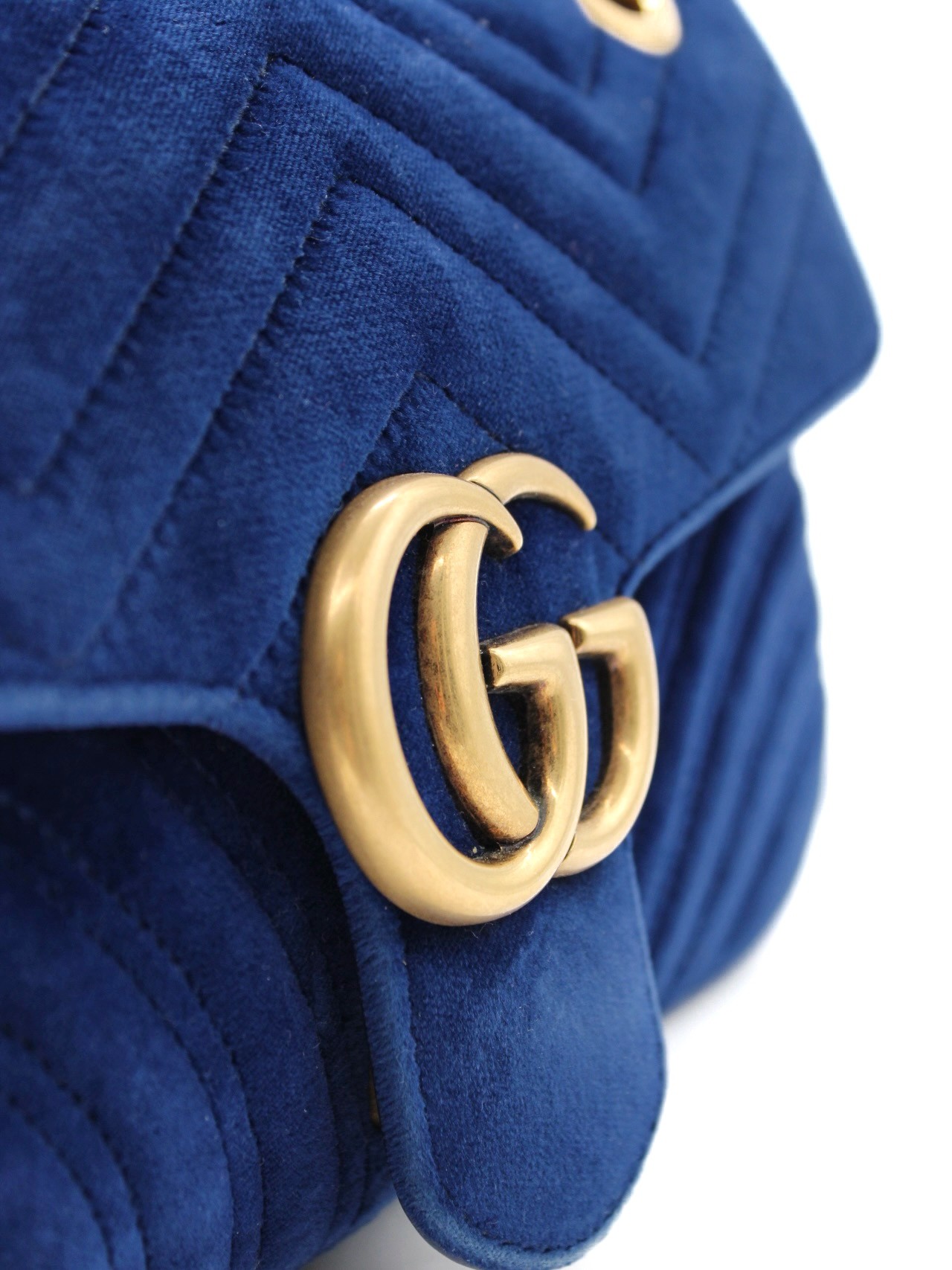 Borsa Gucci Marmont 26 Velvet Blu thumb