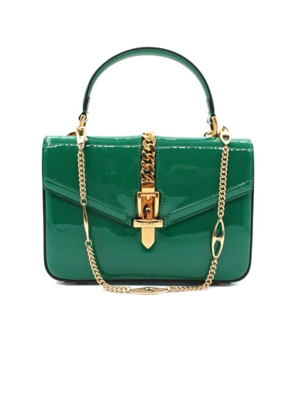 Borsa Gucci Sylvie 1969 in Vernice Verde