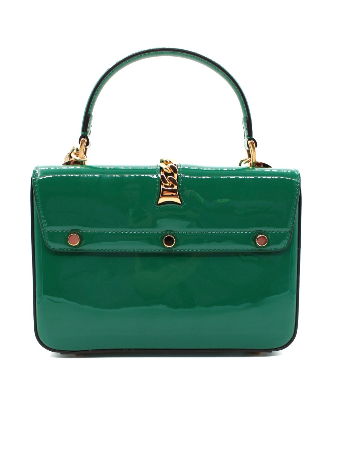 Borsa Gucci Sylvie 1969 in Vernice Verde thumb