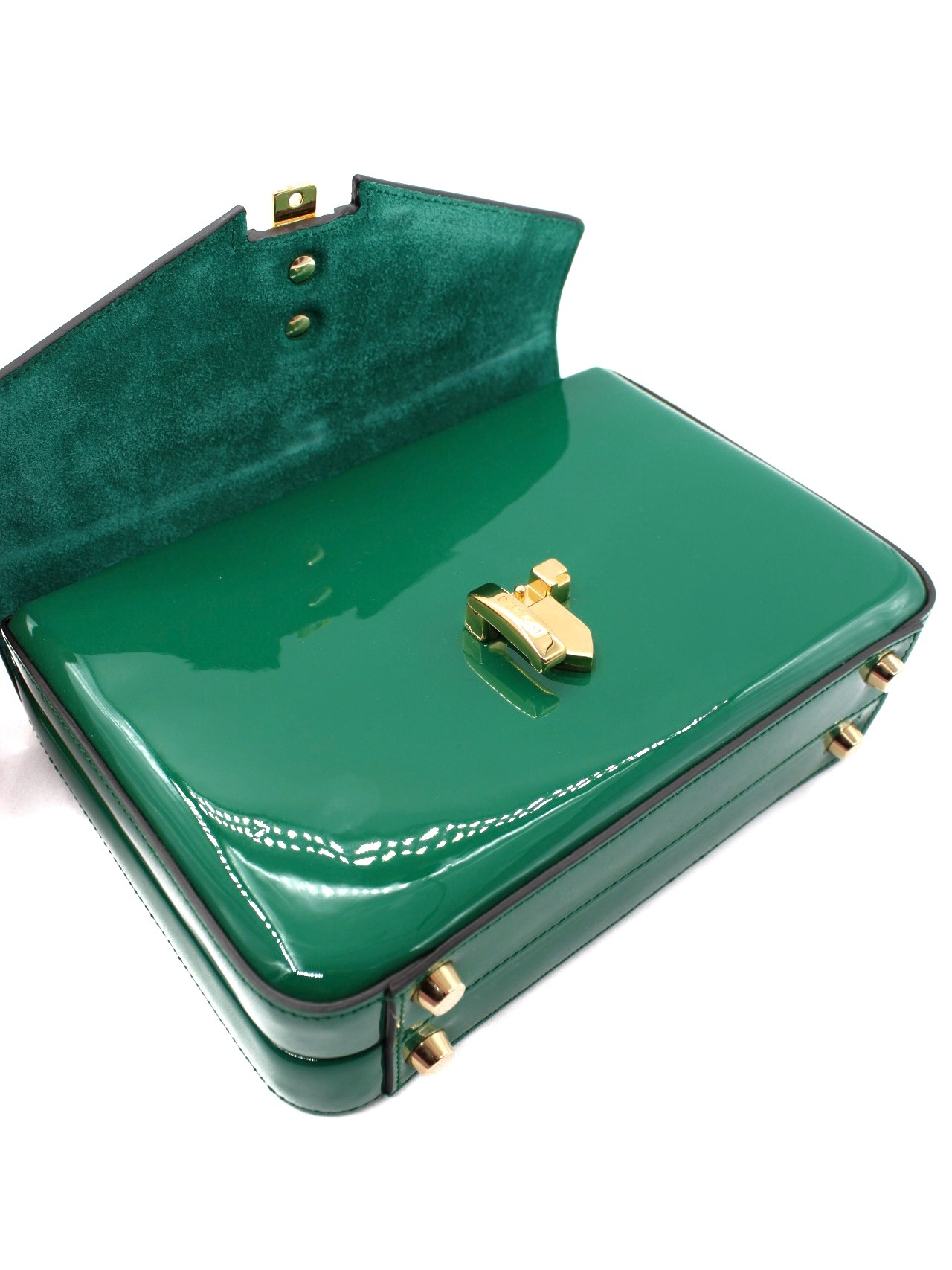 Borsa Gucci Sylvie 1969 in Vernice Verde thumb