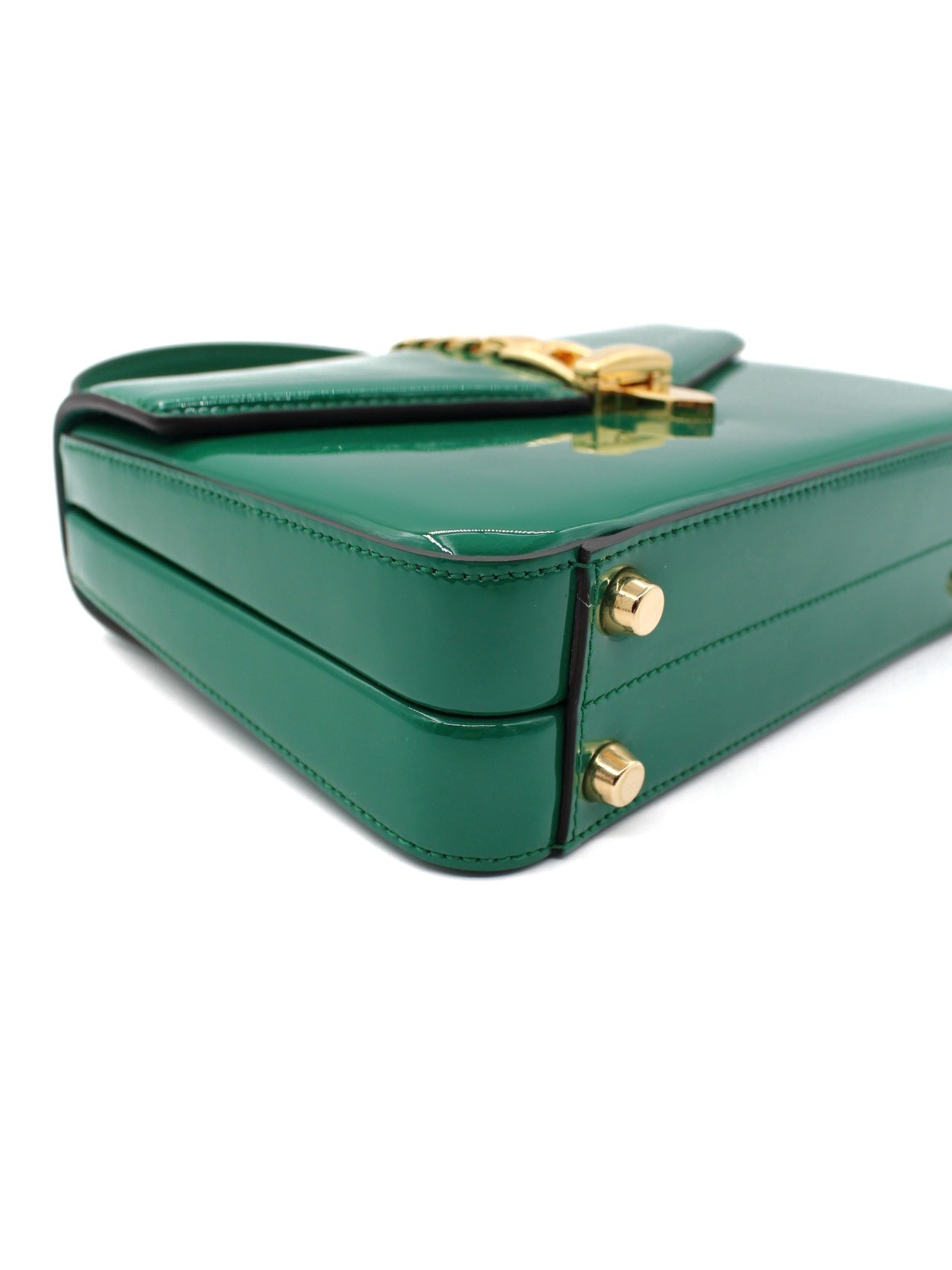 Borsa Gucci Sylvie 1969 in Vernice Verde thumb
