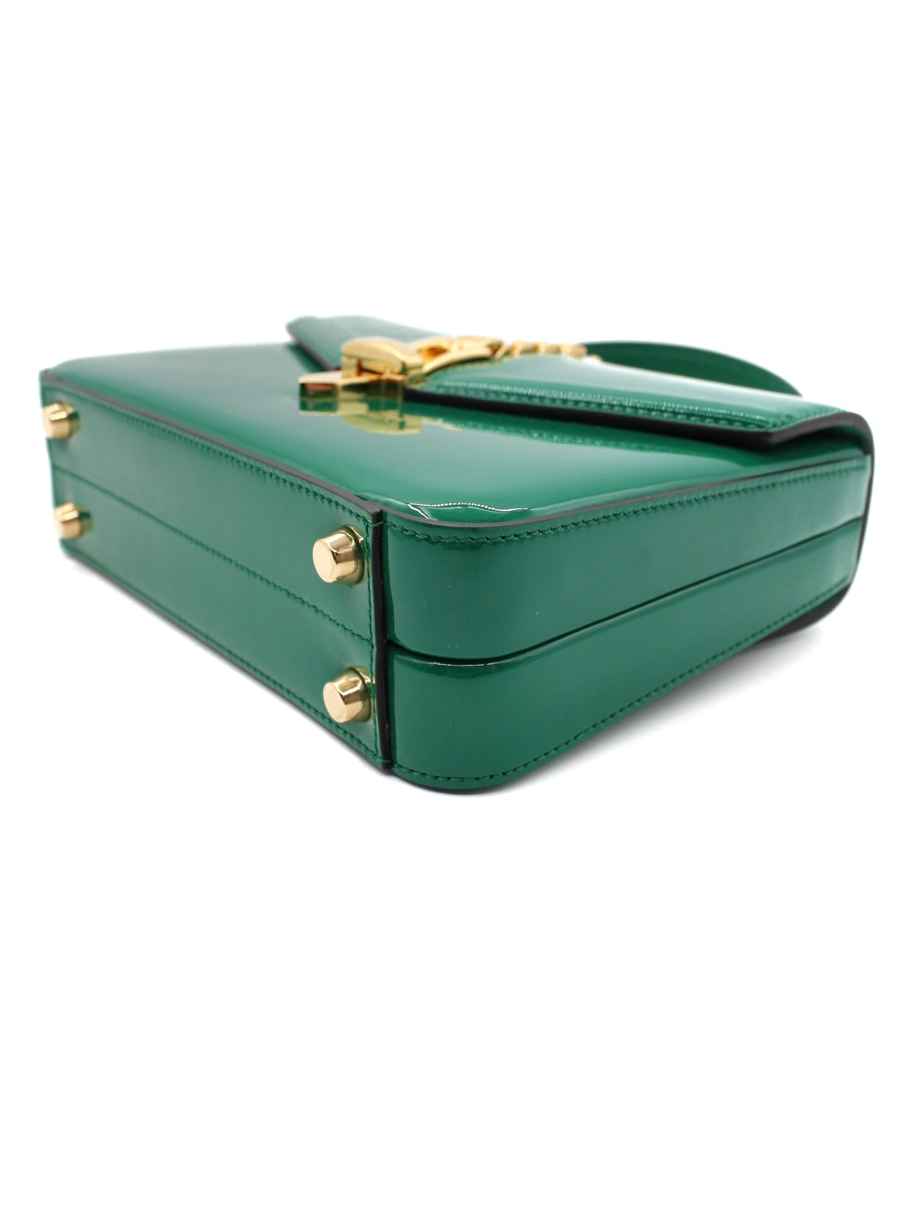 Borsa Gucci Sylvie 1969 in Vernice Verde thumb