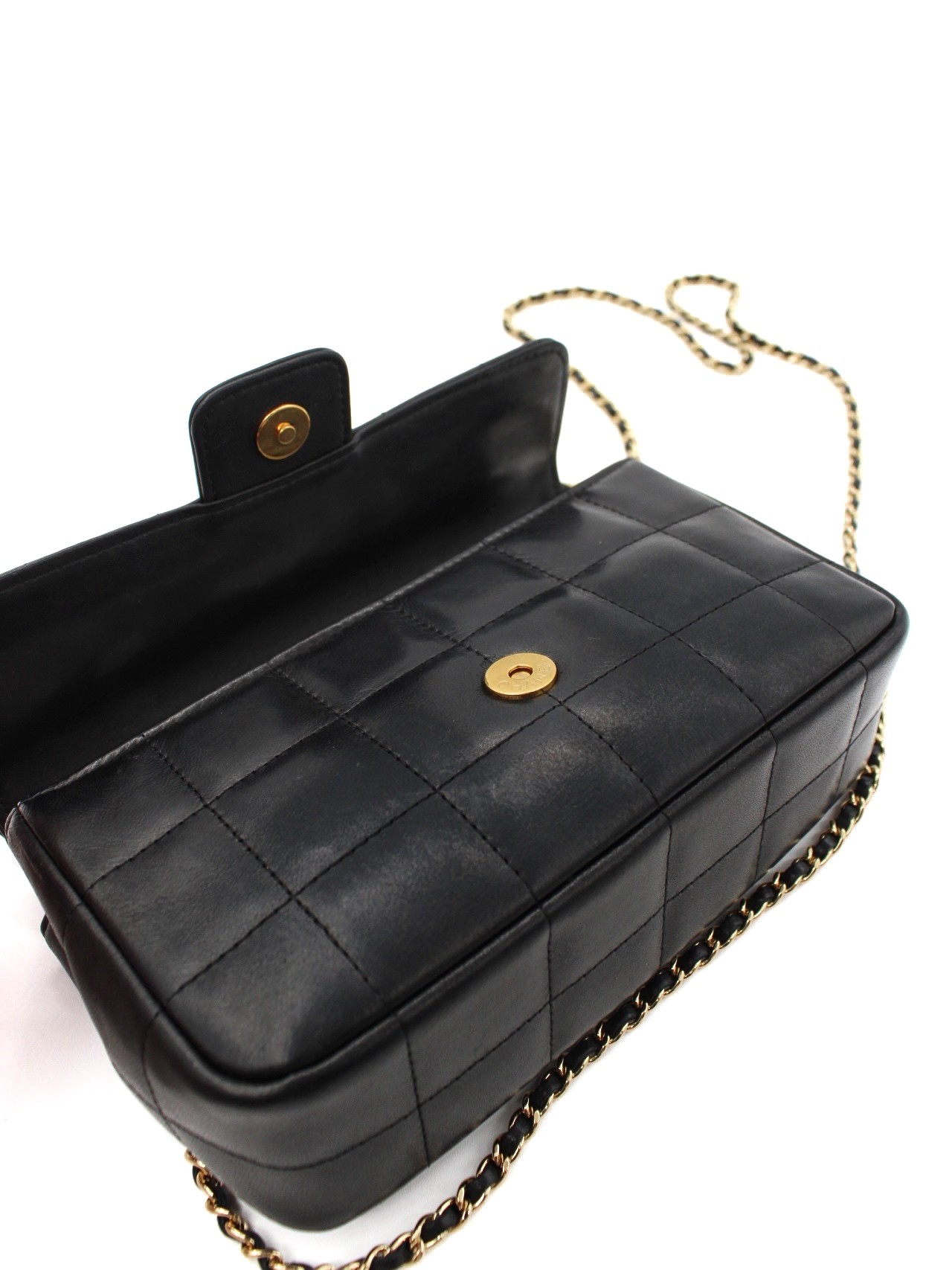 Borsa Chanel Chocolate Bar Camelia in Pelle Nera thumb