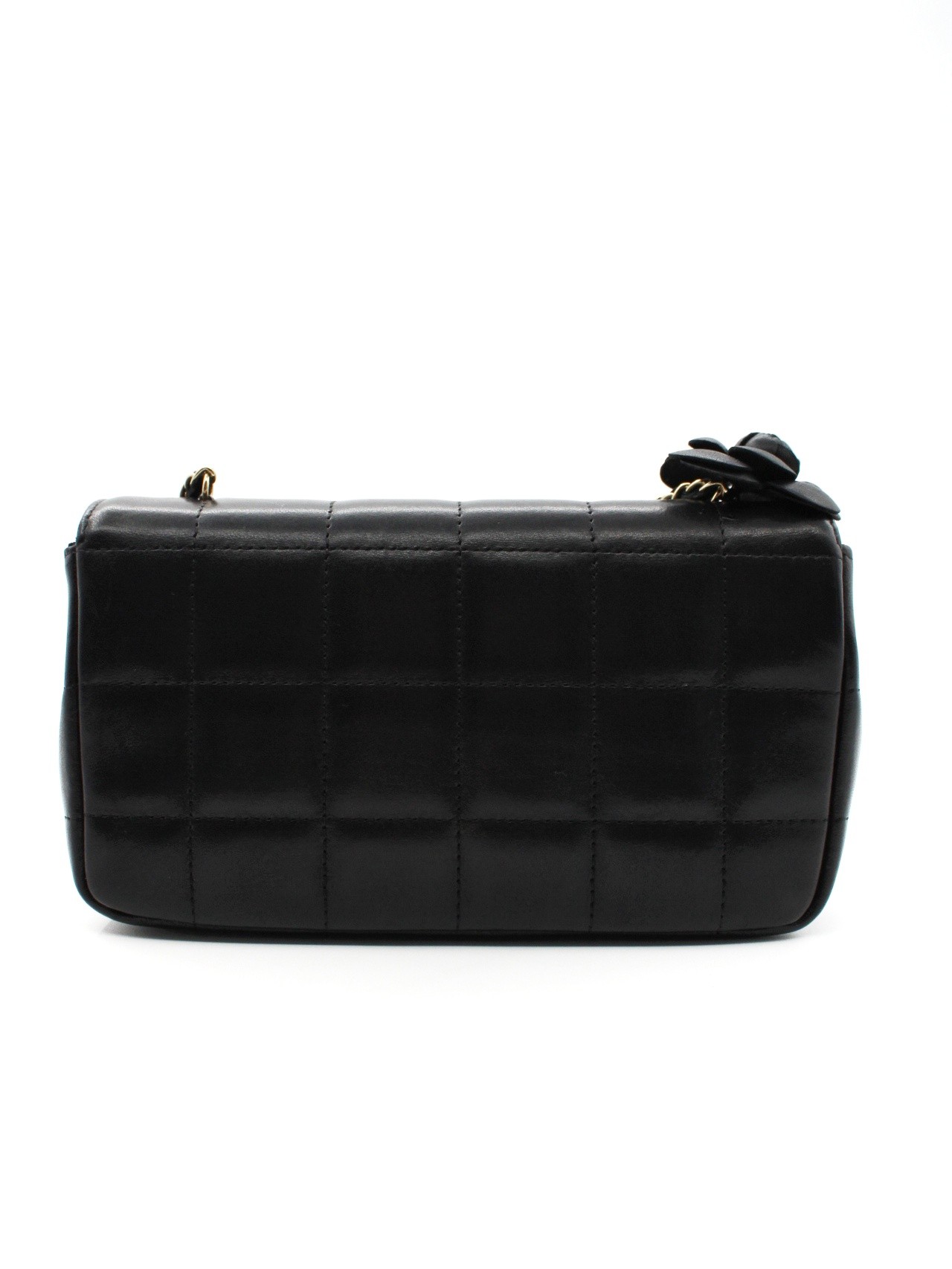 Borsa Chanel Chocolate Bar Camelia in Pelle Nera thumb