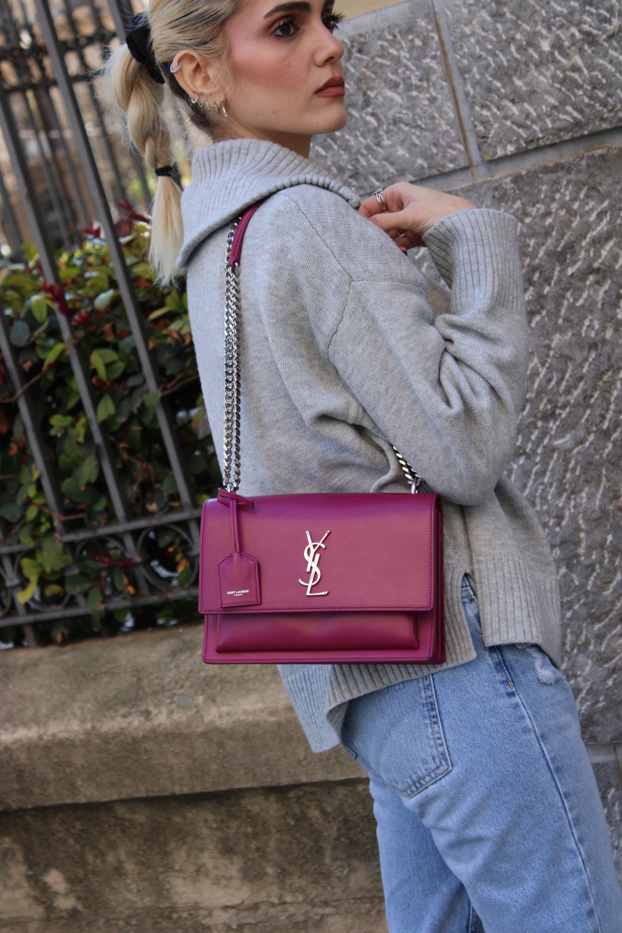 Borsa Saint Laurent Sunset Media Peonia thumb