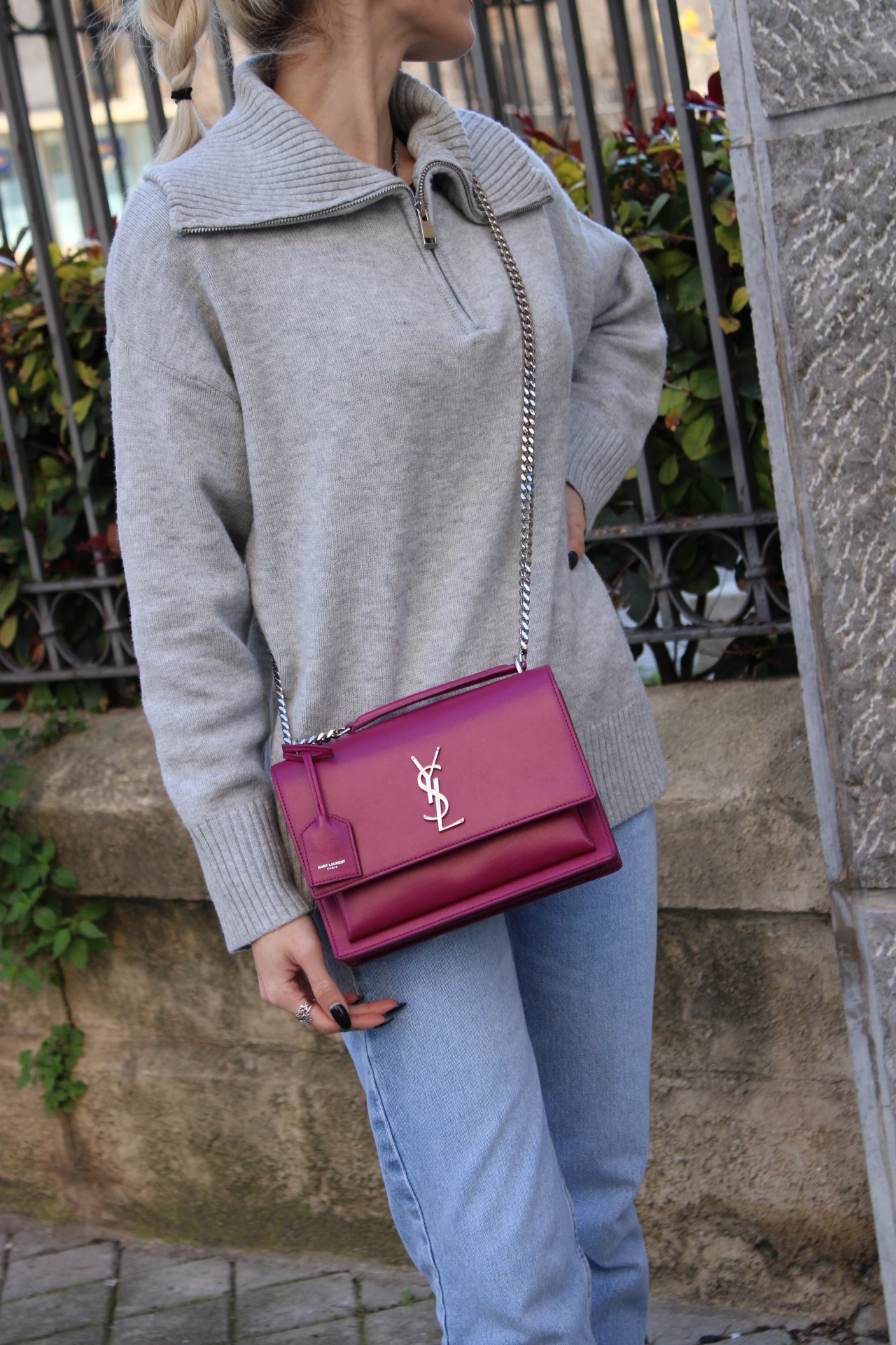 Borsa Saint Laurent Sunset Media Peonia thumb