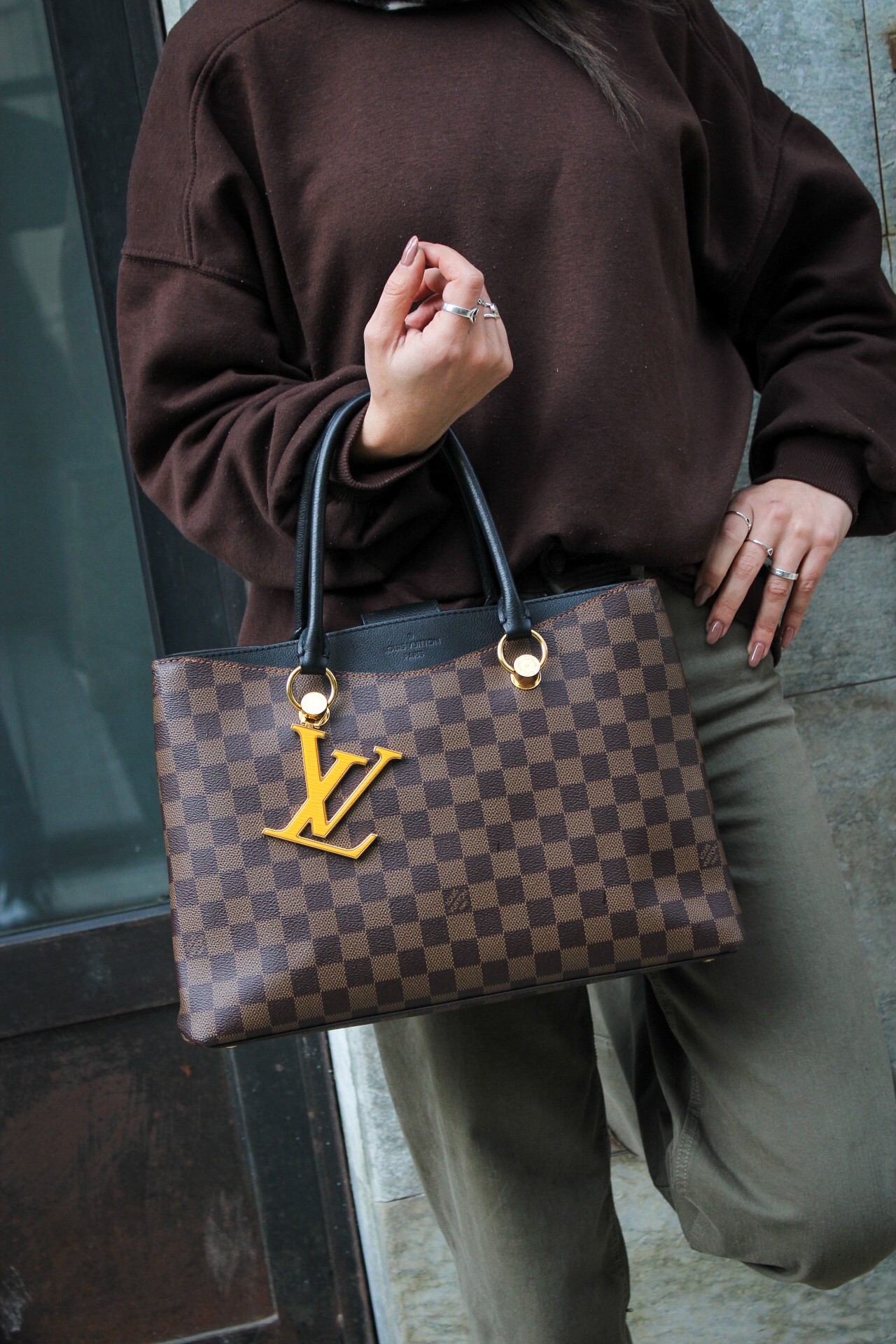 Borsa Louis Vuitton Riverside in Damier Ebene thumb