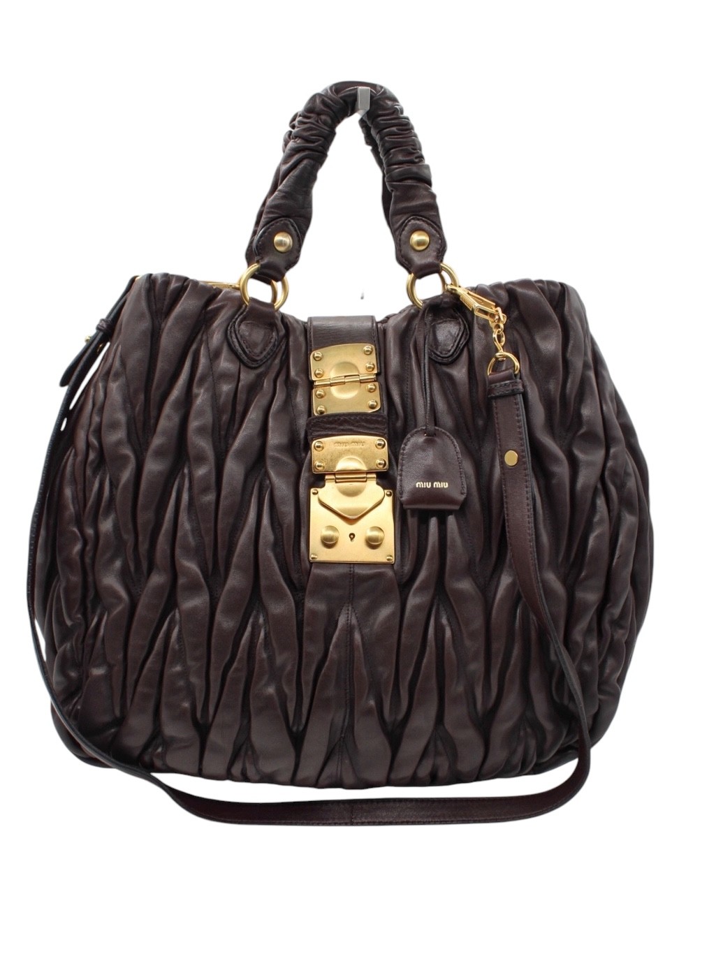 Borsa Miu Miu in Pelle Metalassé Melanzana thumb