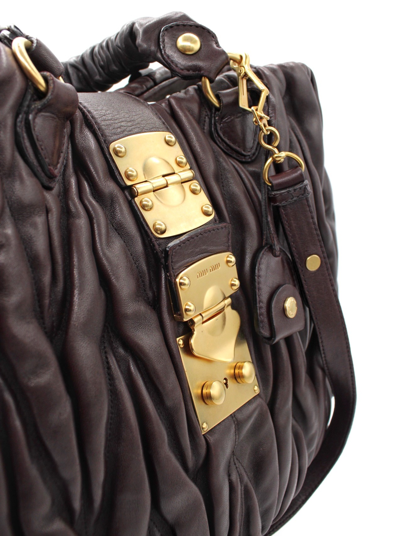 Borsa Miu Miu in Pelle Metalassé Melanzana thumb