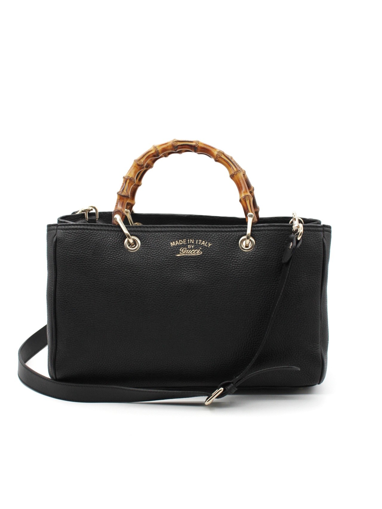 Bauletto Gucci Bamboo in pelle nera thumb