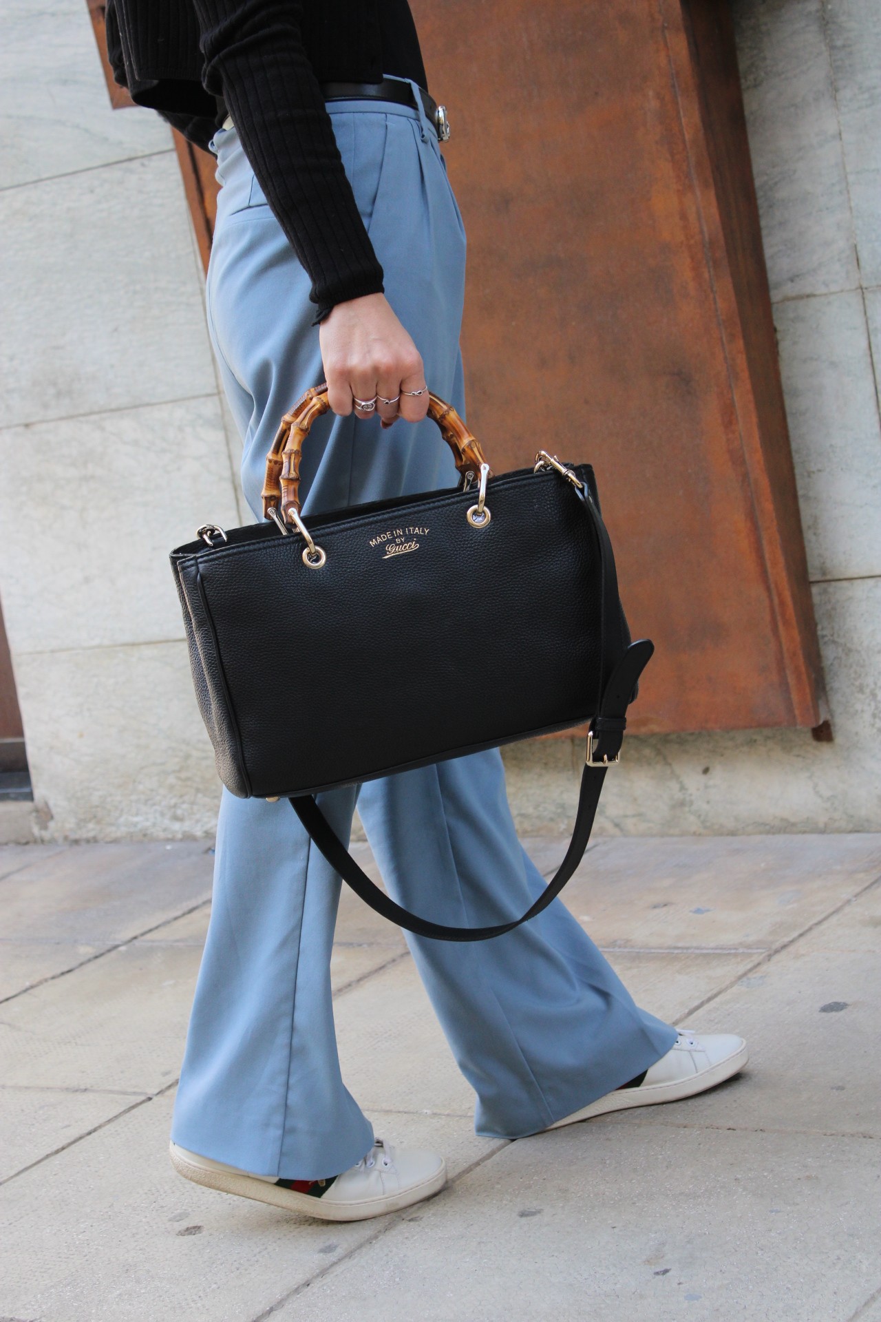 Bauletto Gucci Bamboo in pelle nera thumb