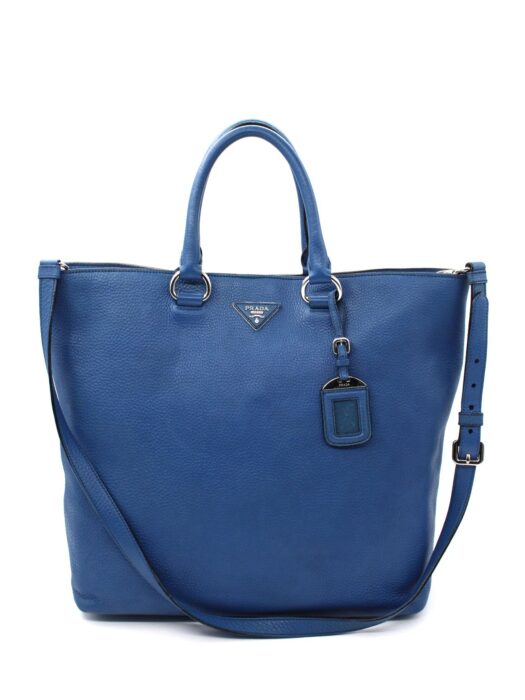Shopper Prada in pelle martellata blu