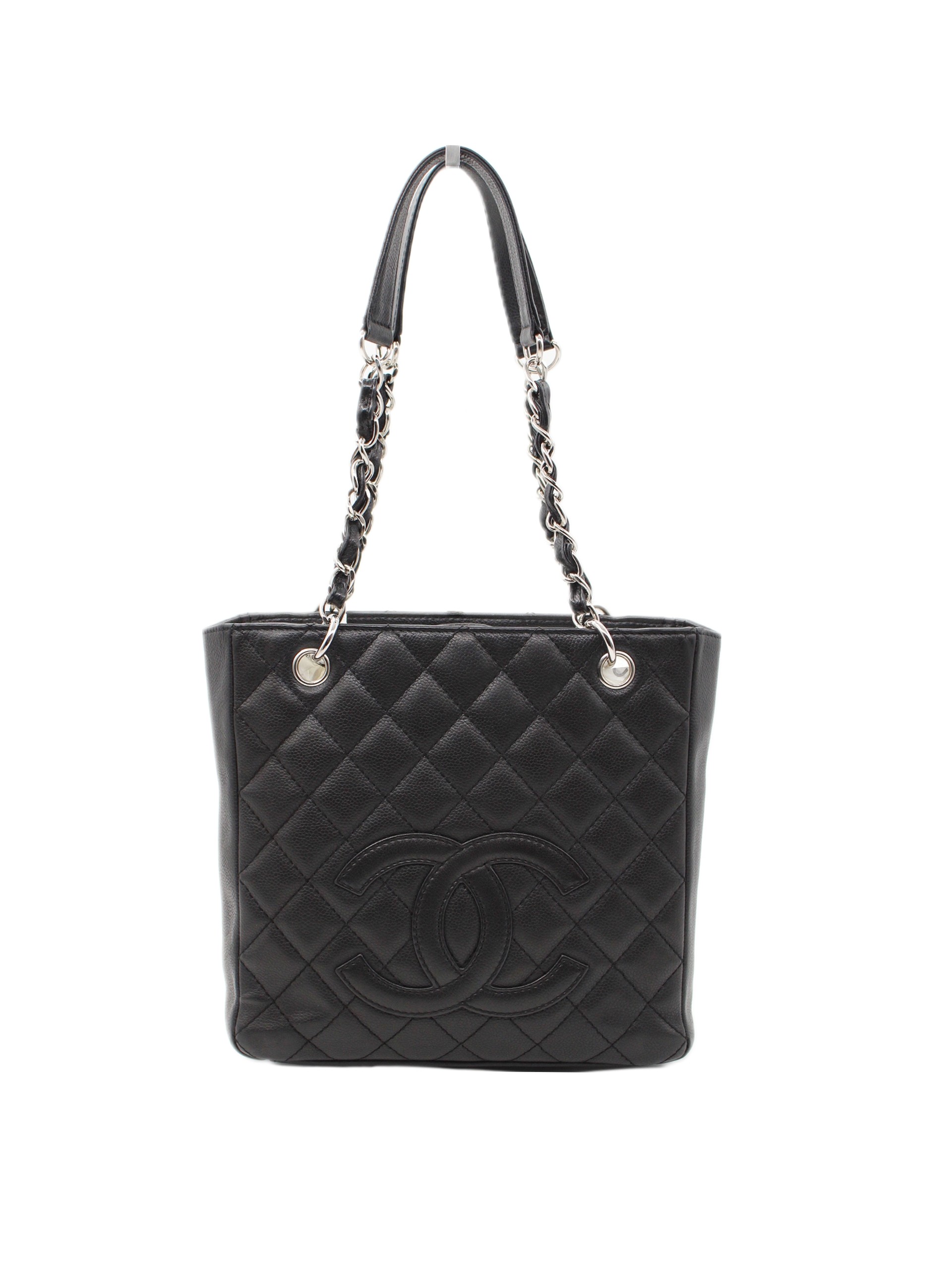 Borsa Chanel PST in pelle Caviar nera thumb