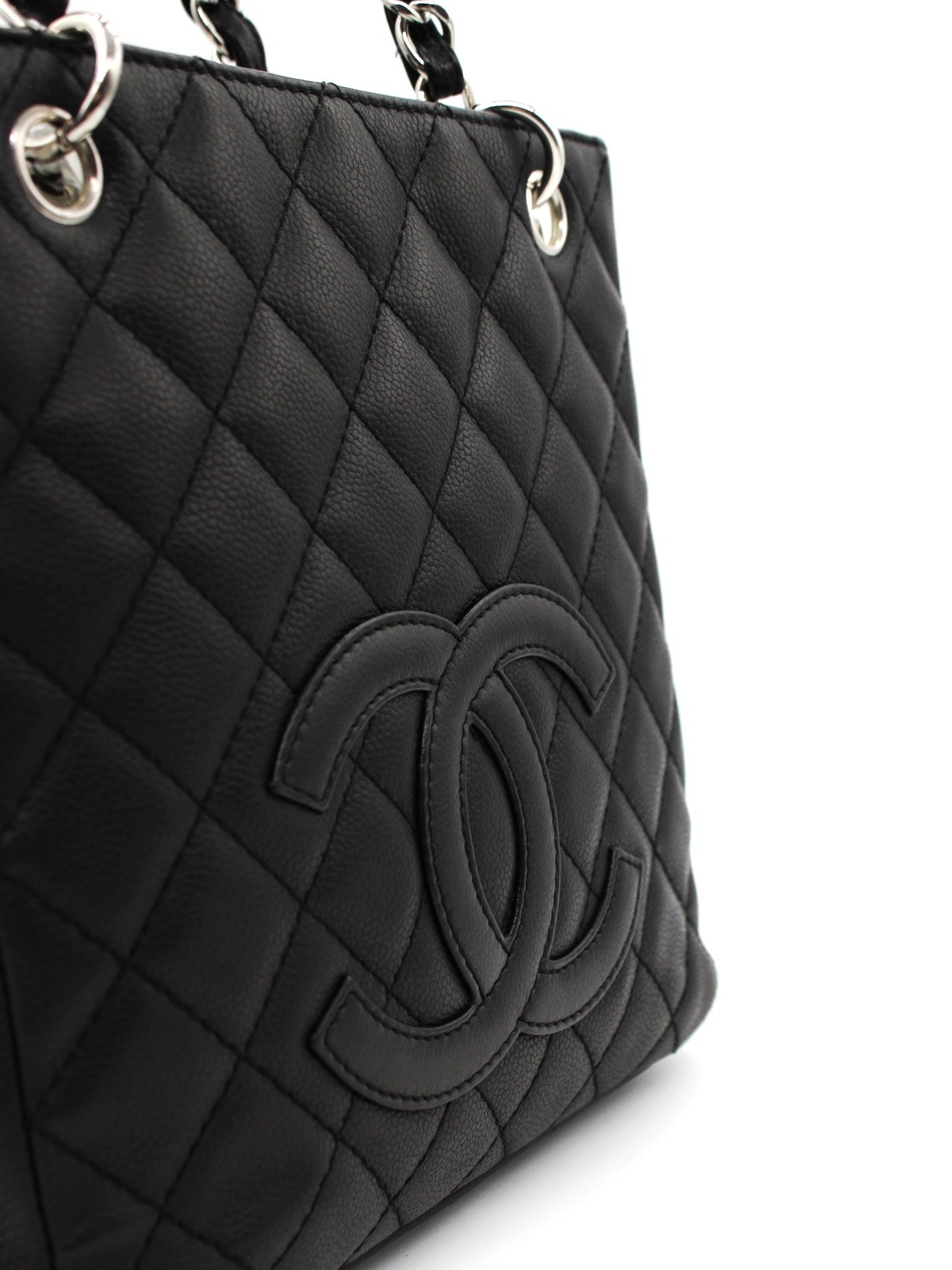 Borsa Chanel PST in pelle Caviar nera thumb