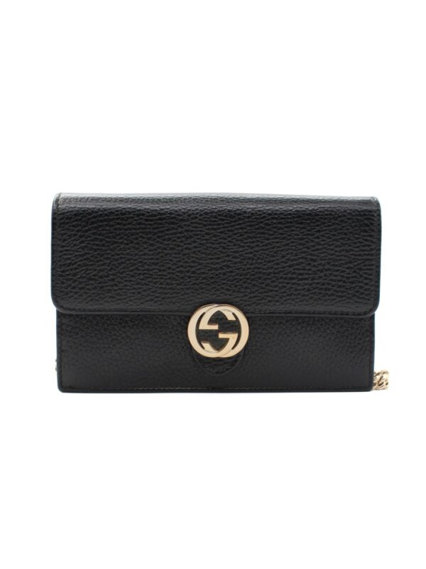 Tracolla Gucci Interlocking in Pelle Martellata Nera