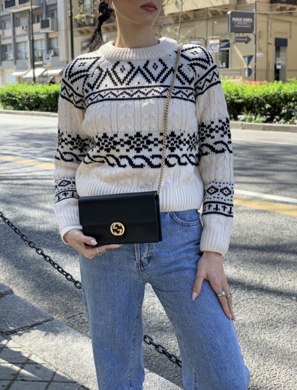 Tracolla Gucci Interlocking in Pelle Martellata Nera