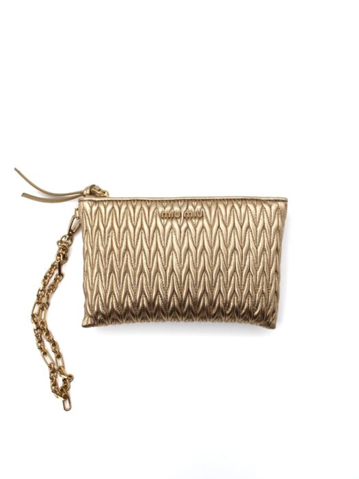 Pochette Miu Miu In Pelle Matelassé Dorata
