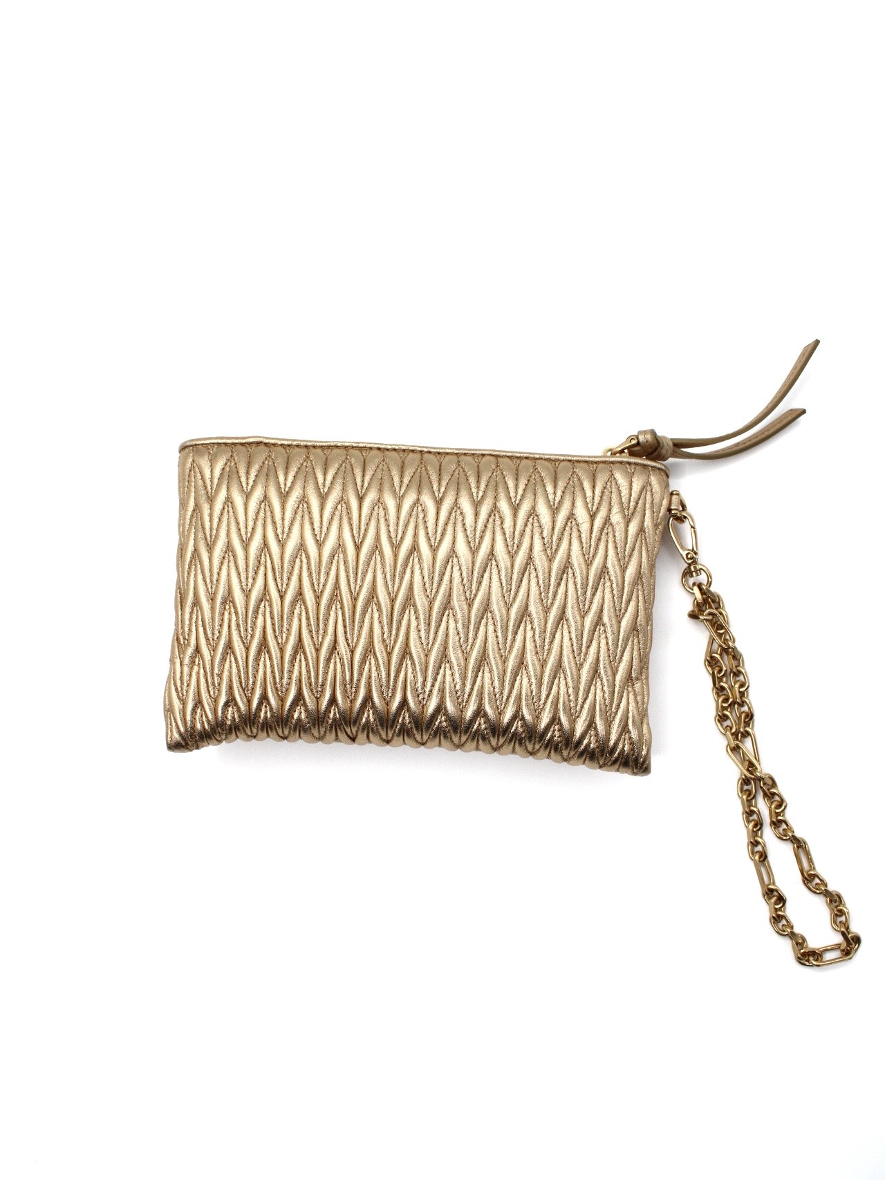 Pochette Miu Miu In Pelle Matelassé Dorata thumb