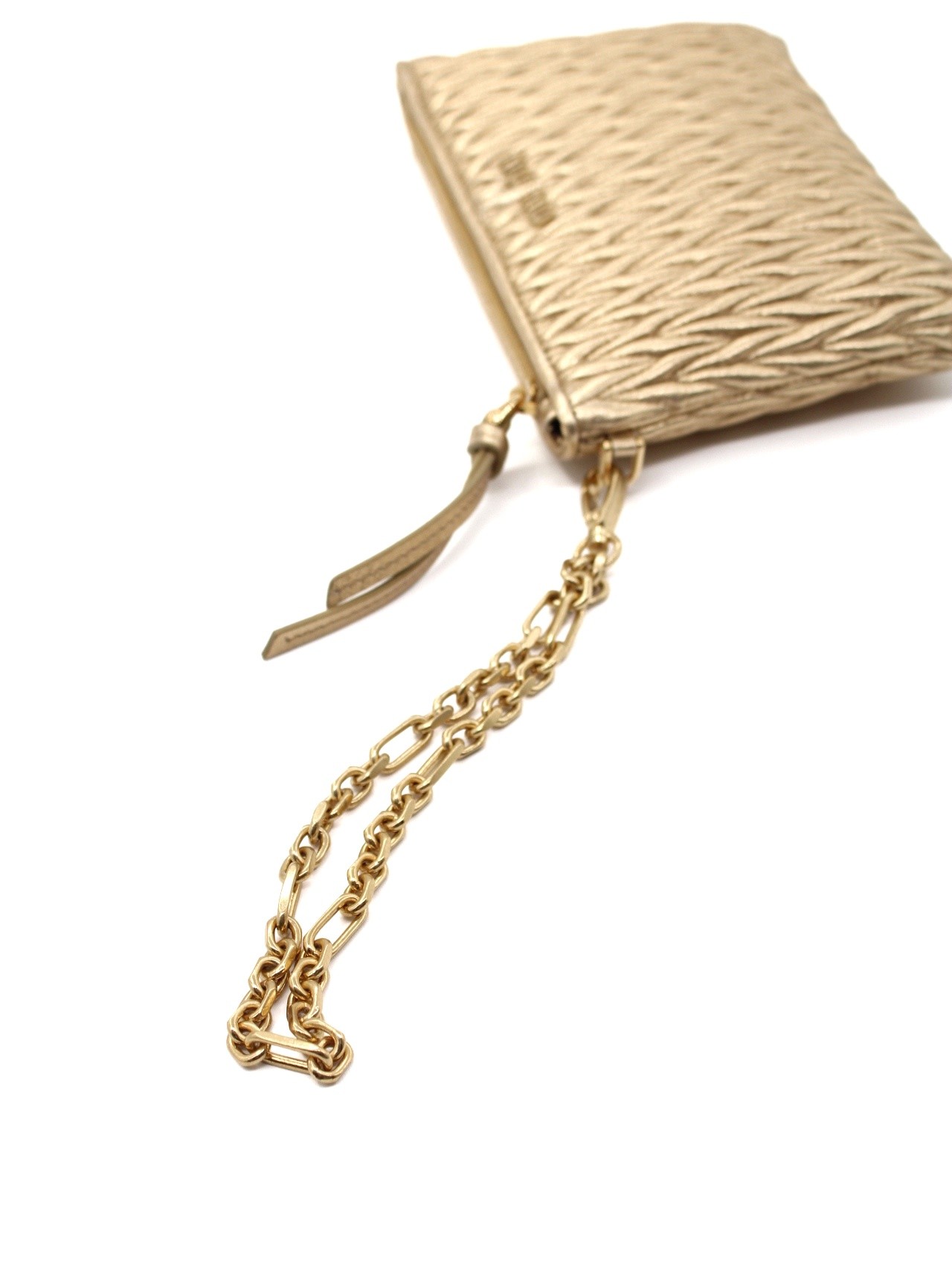 Pochette Miu Miu In Pelle Matelassé Dorata thumb