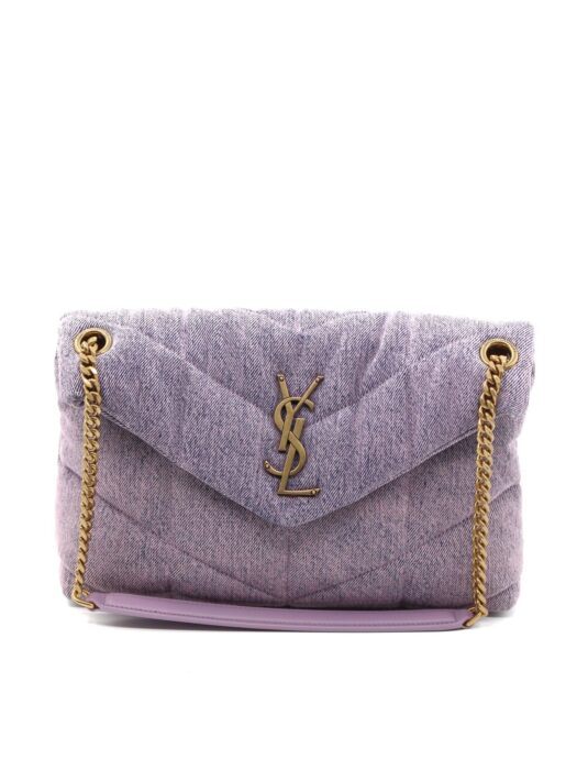 Borsa Saint Laurent Puffer small in denim Lilla