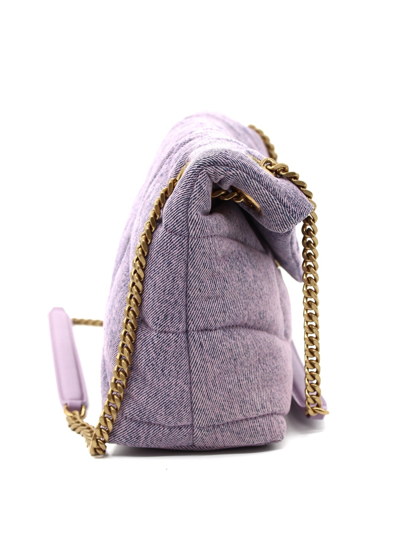 Borsa Saint Laurent Puffer small in denim Lilla thumb