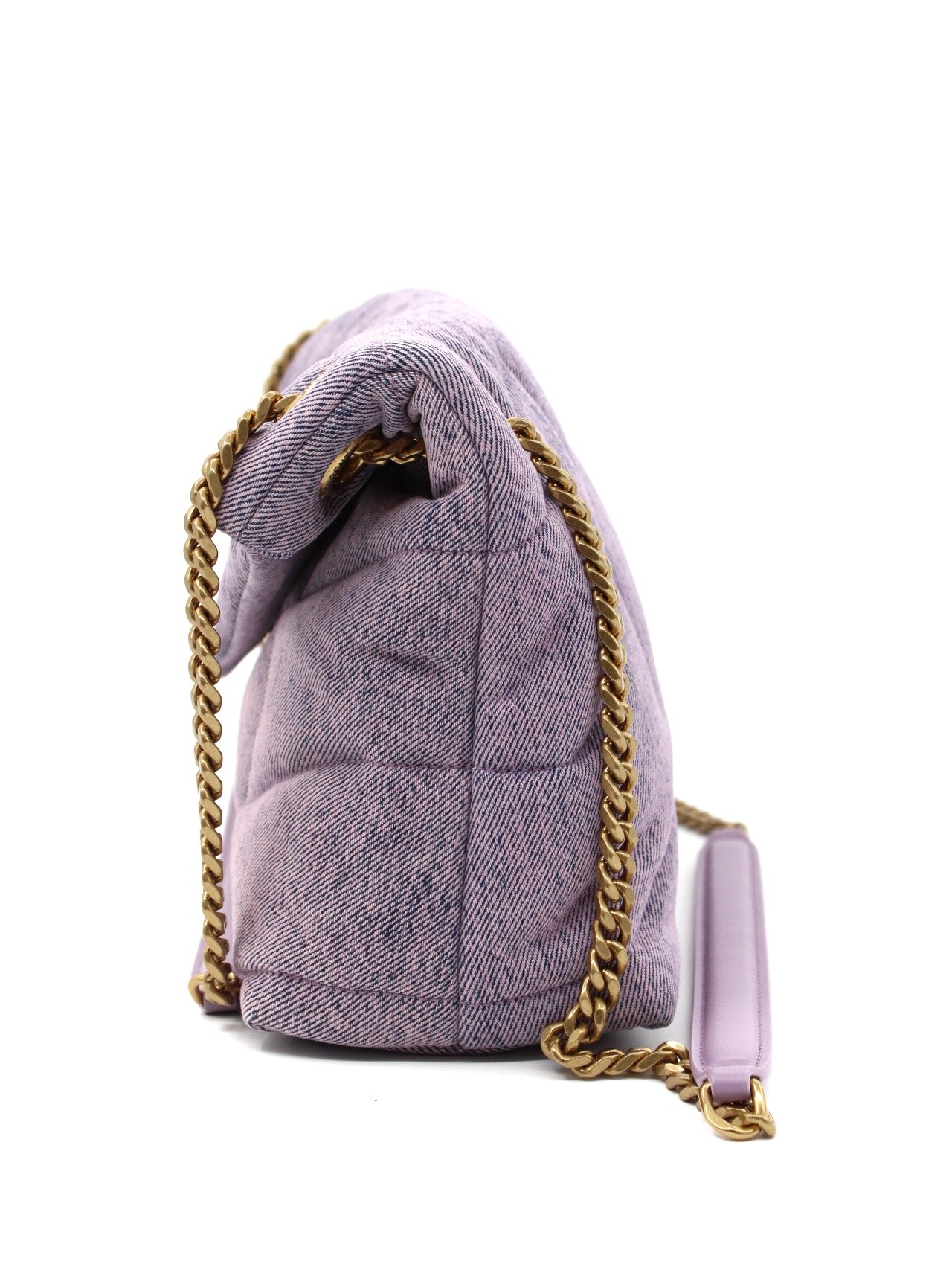 Borsa Saint Laurent Puffer small in denim Lilla thumb