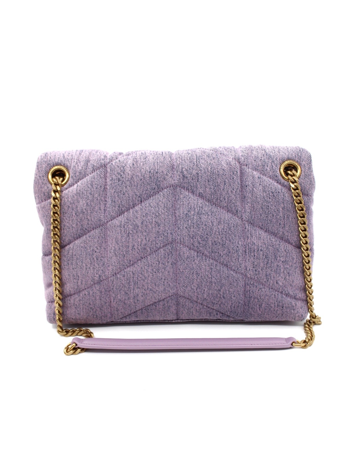 Borsa Saint Laurent Puffer small in denim Lilla thumb