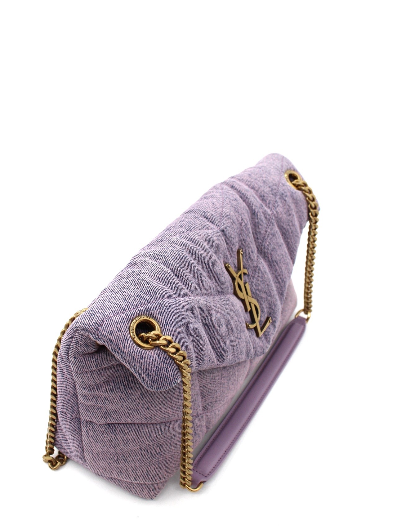 Borsa Saint Laurent Puffer small in denim Lilla thumb