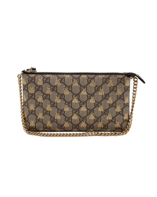 Pochette Gucci Ape In Tessuto GG Supreme e Pelle Nera