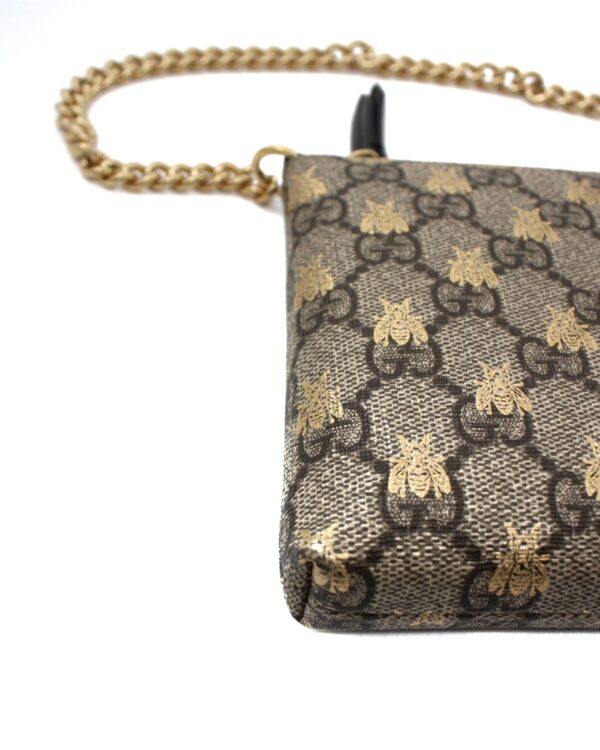 Pochette Gucci Ape In Tessuto GG Supreme e Pelle Nera