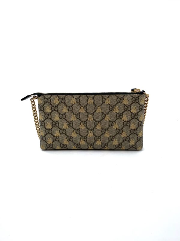 Pochette Gucci Ape In Tessuto GG Supreme e Pelle Nera