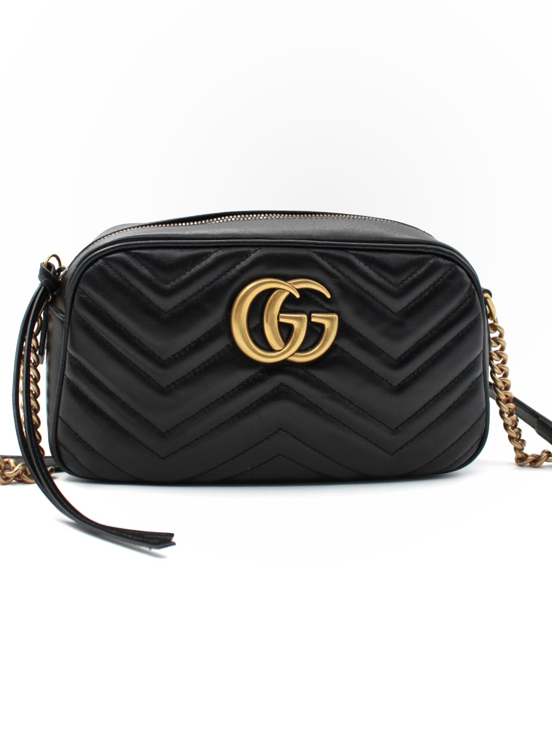 Borsa Gucci GG Marmont 24 In Pelle Matelassè Nera thumb