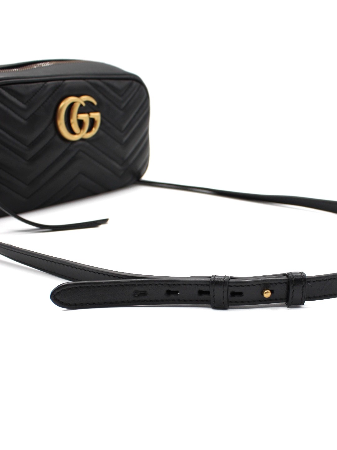 Borsa Gucci GG Marmont 24 In Pelle Matelassè Nera thumb