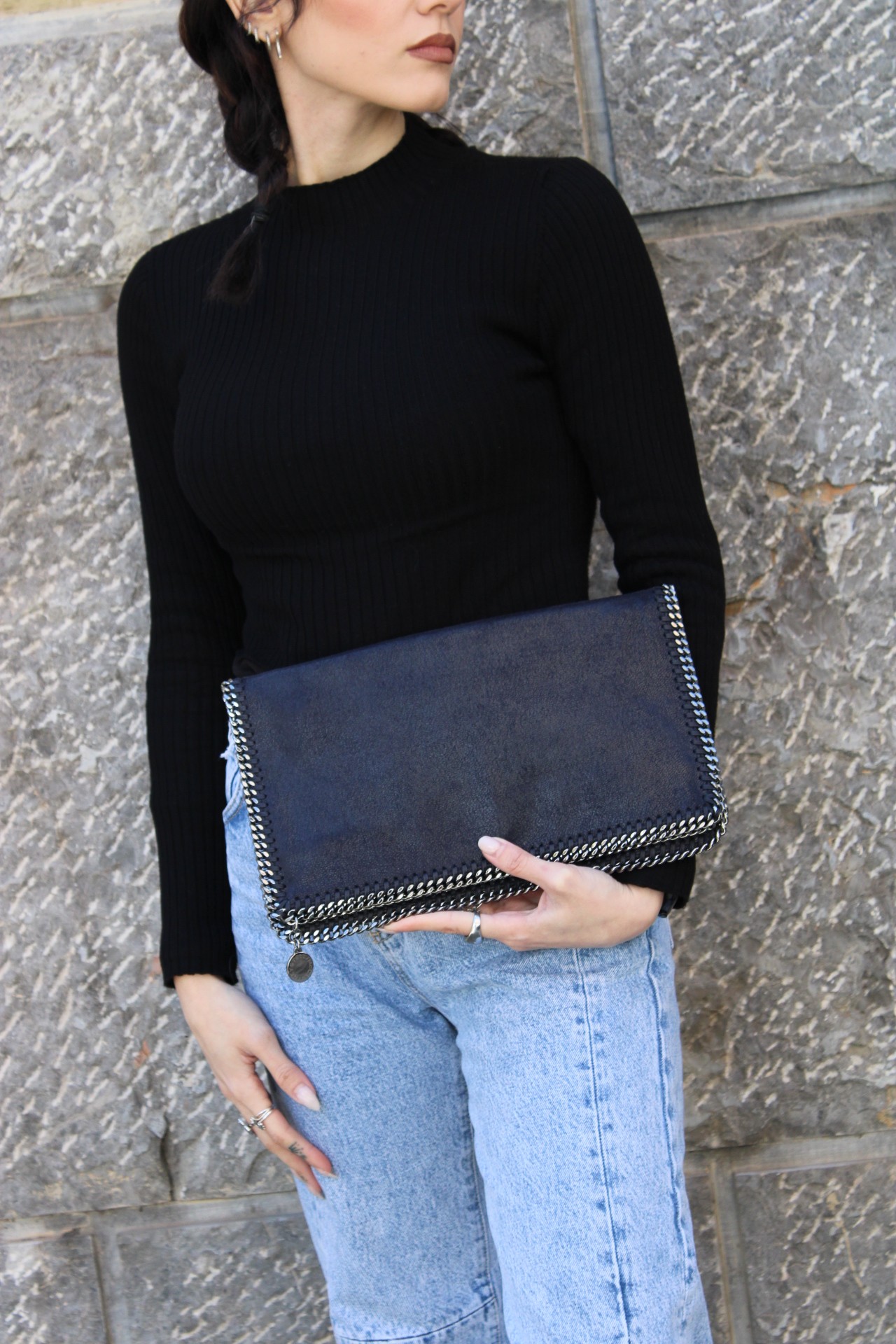 Pochette Stella McCartney Continental blu notte thumb
