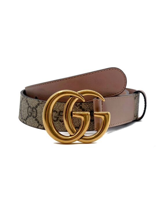 Cintura Gucci Marmont 3 GG Supreme e Pelle