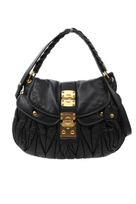 Borsa Miu Miu Coffer in pelle nera