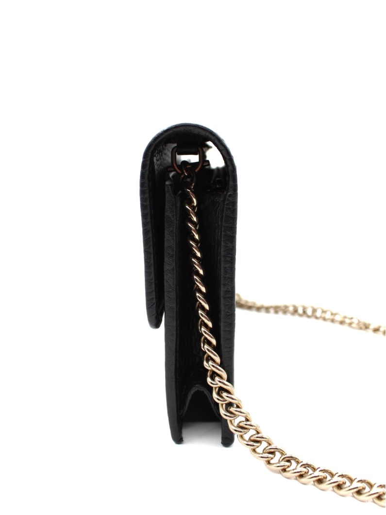 Tracolla Gucci Interlocking in Pelle Martellata Nera thumb